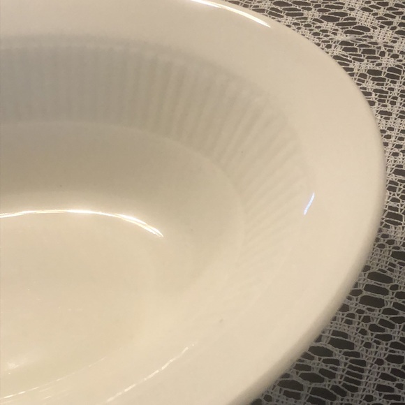Adams Real English Ironstone Micratex Oval Bowl White With Striped Inside Design - Picture 3 of 8